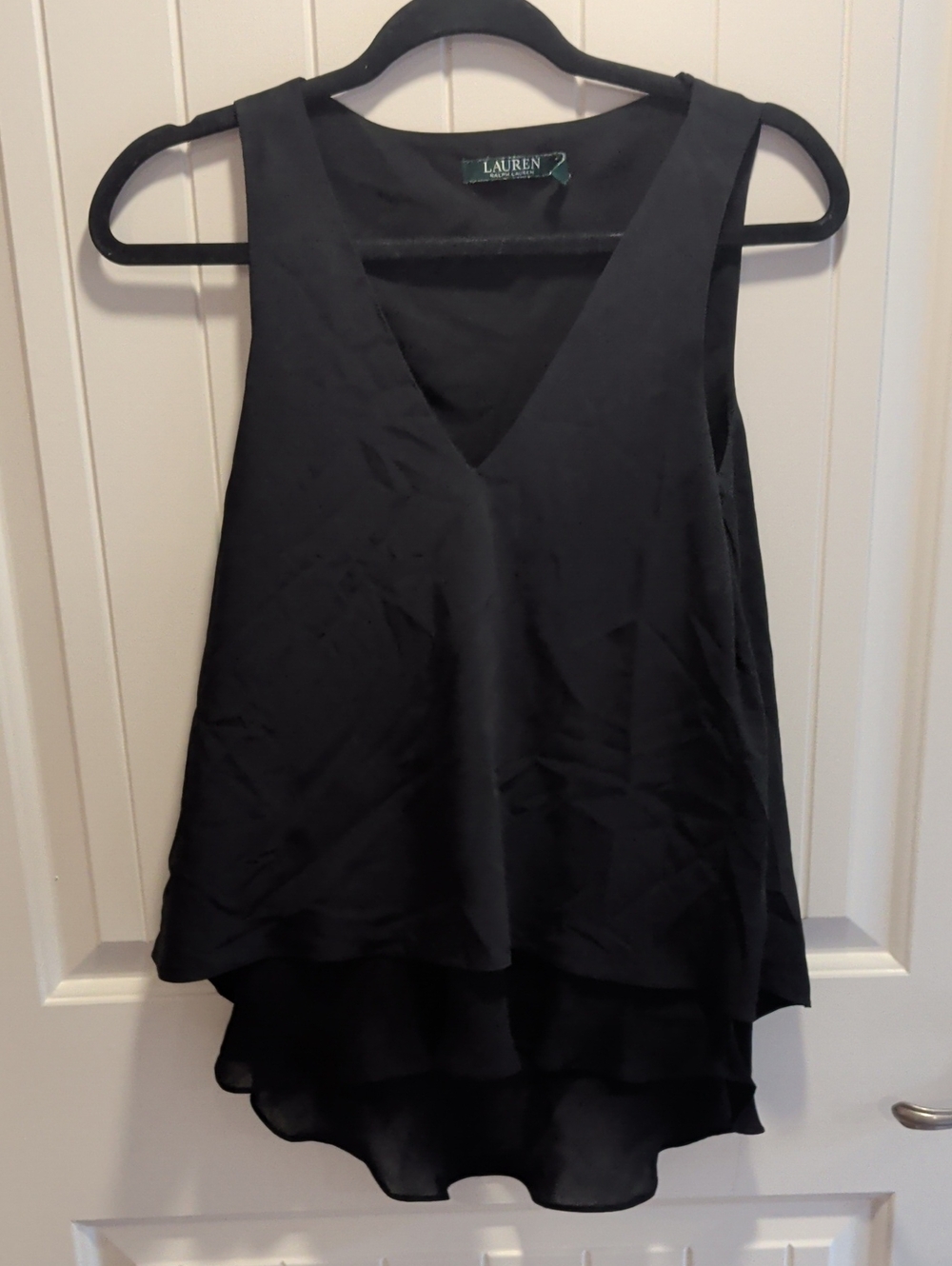 Lauren Ralph Lauren Black Layered V-Neck Camisole